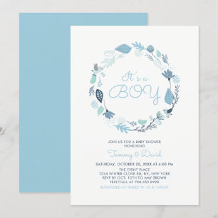 Blauw Loofwerk   Malle Jonge Koppel Baby Shower Kaart