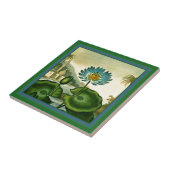 blauw Lotus Flower Green Leaves Tegeltje (Zijkant)