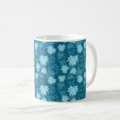 Blauw Lotus Flower Pattern on Turquoise Background Koffiemok (Voorkant rechts)