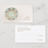 Blauw Lotus Flower Salon & Spa Verwijs een vriend  Aanbevelingskaartje (Voorkant / Achterkant)