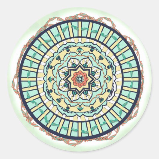 Blauw Lotus Lint Mandala Sticker (Voorkant)