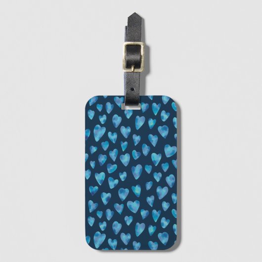 Blauw Love Heart patroon Bagagelabel (Voorkant (verticaal))