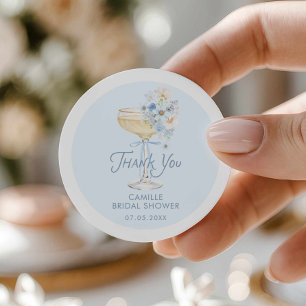 Blauw Love in Bloom Bruidsbruiloft Dank Je Ronde Sticker