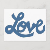 Blauw // LOVE tekst in whimsical cartoon cursive Briefkaart (Voorkant)