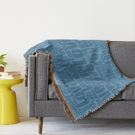 Blauw LOVE Typografie Herhaal patroon Deken