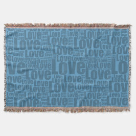 Blauw LOVE Typografie Herhaal patroon Deken