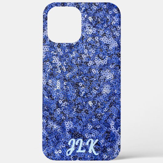Blauw Lovertje-effect Monogram Case-Mate iPhone Case (Achterkant)