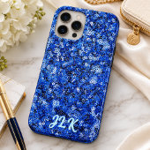 Blauw Lovertje-effect Monogram Case-Mate iPhone Case