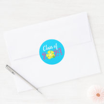 Blauw Luau Tropische Afstudeer Ronde Stickers