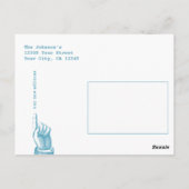  blauw, luchtballon, bewegend katoen briefkaart (Achterkant)