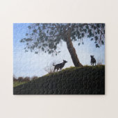 blauw luchtruim boven parklandschap met twee honde legpuzzel (Horizontaal)