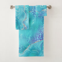 Blauw Luipaard Agat Goud Glitter Design