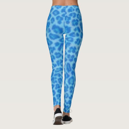 Blauw luipaard Pattern Print Leggings (Achterkant)