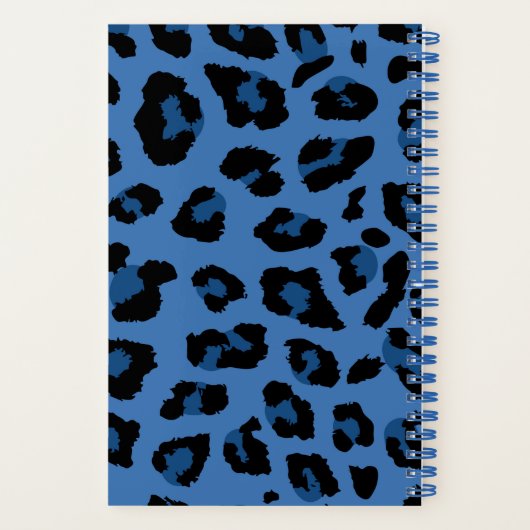 Blauw Luipaard Print Fun Animal Print Spiral Notitieboek (Achterkant)