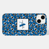 Blauw Luipaard Print Monogram Case-Mate iPhone Case (Achterkant (horizontaal))