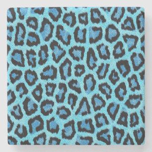 Blauw luipaard print patroon - Wild fun punk rock Stenen Onderzetter