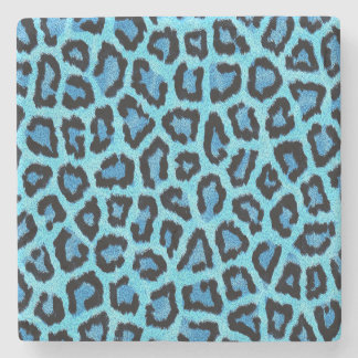 Blauw luipaard print patroon - Wild fun punk rock Stenen Onderzetter