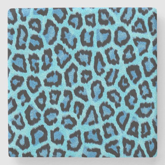 Blauw luipaard print patroon - Wild fun punk rock Stenen Onderzetter (Voorkant)