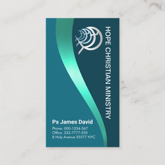 Blauw Luminescent Water Ichthus Fish Visitekaartje (Voorkant)