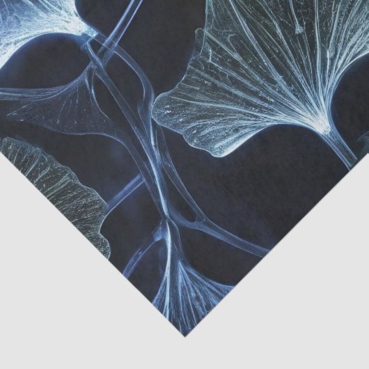 Blauw Luminogram Ginkgo Bladeren Decoupage / Tissuepapier (Detail)