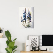Blauw Lupine Flowers Art Print Poster (Thuiskantoor)