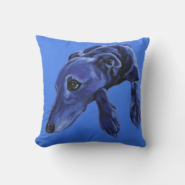 Blauw lurcher-kussen kussen (Voorkant)