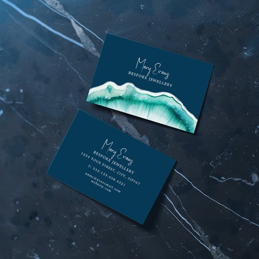 Blauw luxe agaat stijl effect visitekaartje