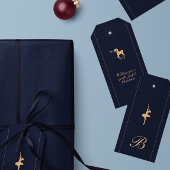 Blauw luxe kerst gepersonaliseerde cadeaubijsluite cadeaulabel