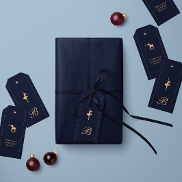 Blauw luxe kerst gepersonaliseerde cadeaubijsluite cadeaulabel