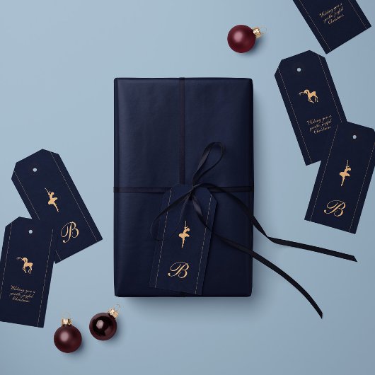 Blauw luxe kerst gepersonaliseerde cadeaubijsluite cadeaulabel