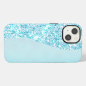 Blauw luxe modern verloop sterrenstelsel glinstere iPhone hoesje (Achterkant horizontaal)