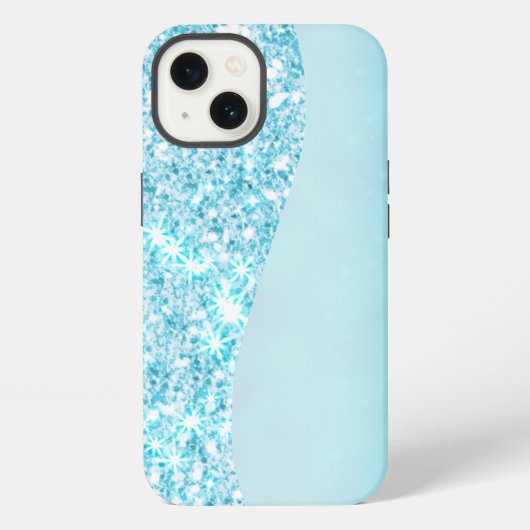 Blauw luxe modern verloop sterrenstelsel glinstere iPhone hoesje (Achterkant)