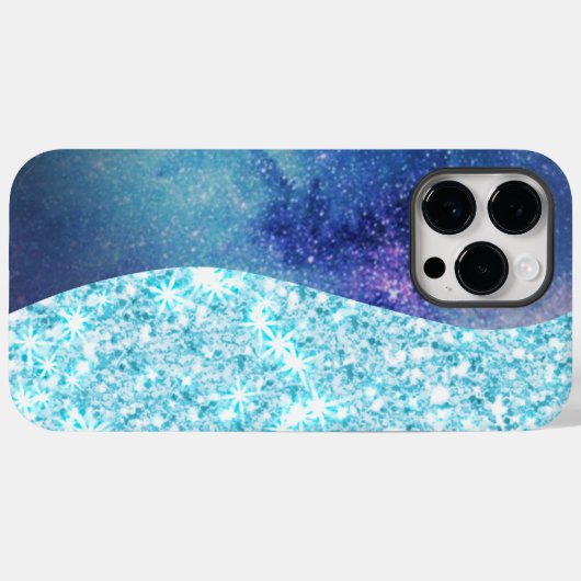 Blauw Luxe Moderne gradiënt galaxy glitter ster Case-Mate iPhone Case (Achterkant (horizontaal))