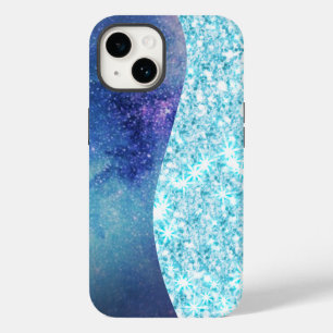 Blauw Luxe Moderne gradiënt galaxy glitter ster Case-Mate iPhone 14 Hoesje