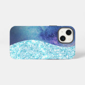 Blauw Luxe Moderne verloop glinsterende sterrenste iPhone Hoesje (Achterkant horizontaal)