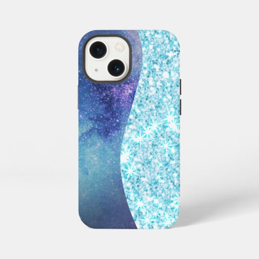 Blauw Luxe Moderne verloop glinsterende sterrenste iPhone Hoesje (Achterkant)