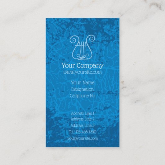 Blauw Lyre Achtergrond Verticaal Visitekaartje (Voorkant)