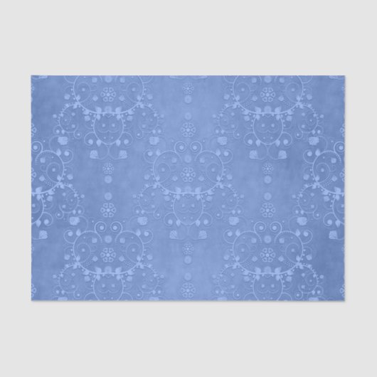 Blauw Maagdenpalm Fancy Bloemendamask Stijl Tissuepapier (Voorkant)