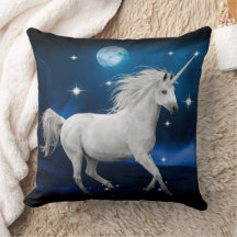 Blauw Maanslicht Design Eenhoorn Kussen