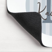 Blauw Maatwerk Gestreept Rond Monogram Muismat (Hoek)