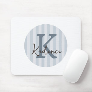 Blauw Maatwerk Gestreept Rond Monogram Muismat