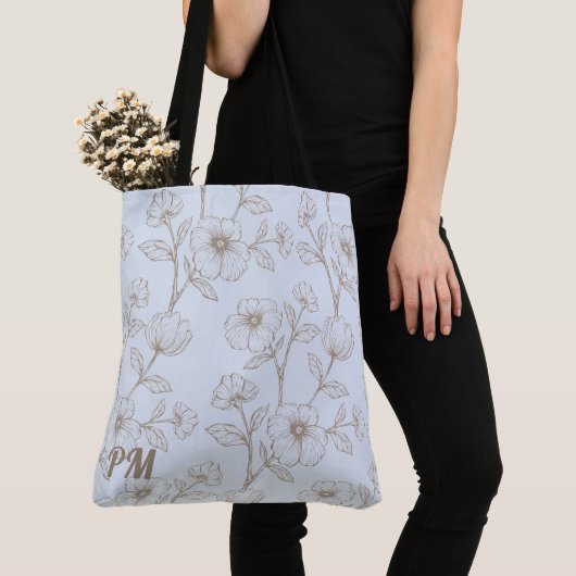 Blauw Maatwerk Monogram Tote Bag (Dichtbij)