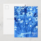 Blauw Madelief Boeket Bedankt Briefkaart (Voorkant / Achterkant)