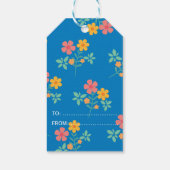 Blauw Madelief Vintage Boeket Patroon Bedankt Cadeaulabel (Achterkant)