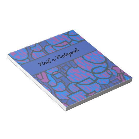  Blauw Magenta Abstract Notitieblok (Schuin)