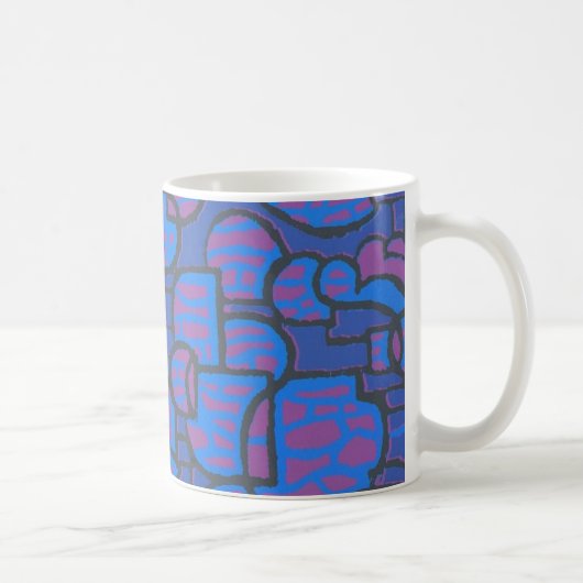 Blauw, magenta Abstracte koffie-Mok Koffiemok (Rechts)