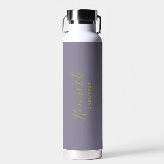 Blauw Magenta Brass Modern Monogram Bachelor Waterfles (Voorkant)