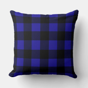 Blauw/Magenta Buffalo Design Geruit Kussen