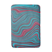 Blauw & Magenta Golvende Marmering Agaat Abstracti Badmat (Voorkant Verticaal)