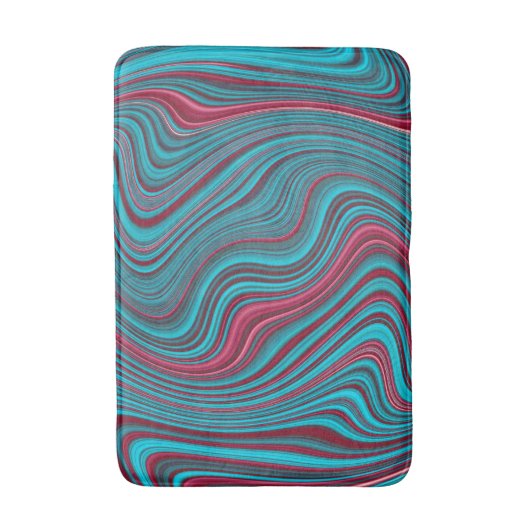 Blauw & Magenta Golvende Marmering Agaat Abstracti Badmat (Voorkant Verticaal)